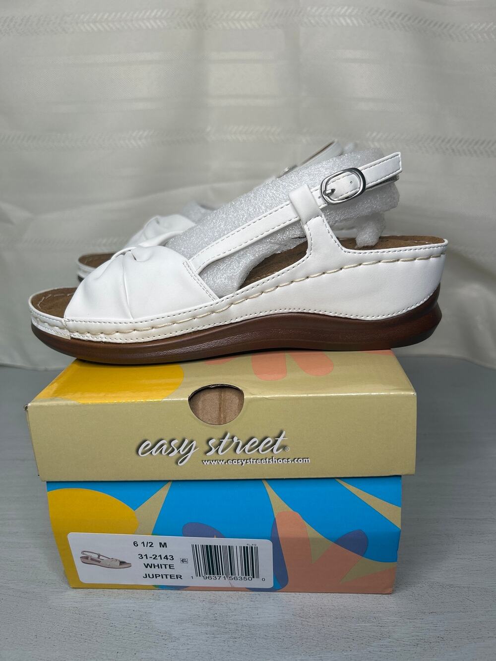 Easy Street Jupiter Slingback Comfort Sandals White Womens Size 6.5M